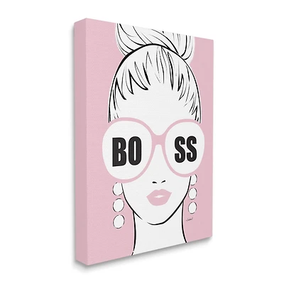 Stupell Industries Boss Phrase Sunglasses Glam Female Pink Fashion Canvas Wall Art