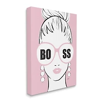 Stupell Industries Boss Phrase Sunglasses Glam Female Pink Fashion Canvas Wall Art