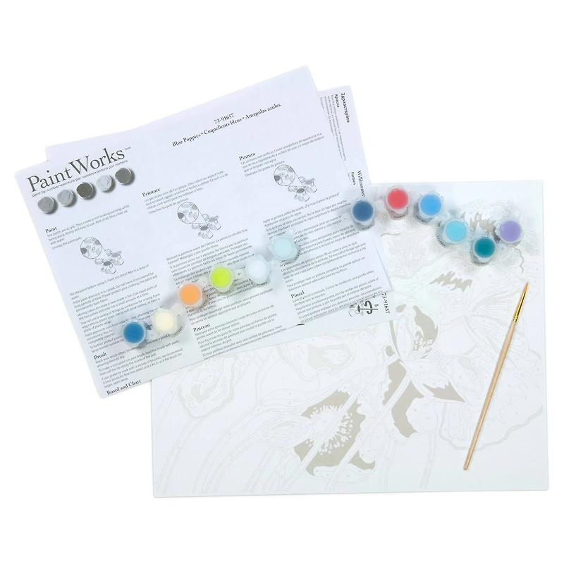 Dimensions® PaintWorks™ Blue Poppies Paint-by-Number Kit