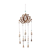 Gold Mango Wood Eclectic Style Windchime, 15" x 30"