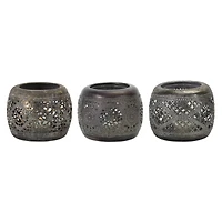 4" Bronze & Silver Metal Votive Holder Set