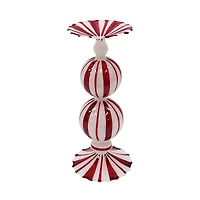 Red & White Bubble Glass Pillar Candle Holder by Ashland