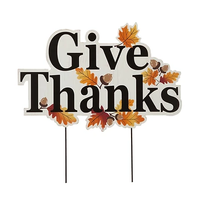 Glitzhome® 24" Give Thanks Yard Stake or Hanging Wall Décor