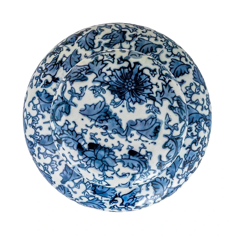 Hello Honey® 8'' Blue & White Ceramic Ginger Jar with Lid