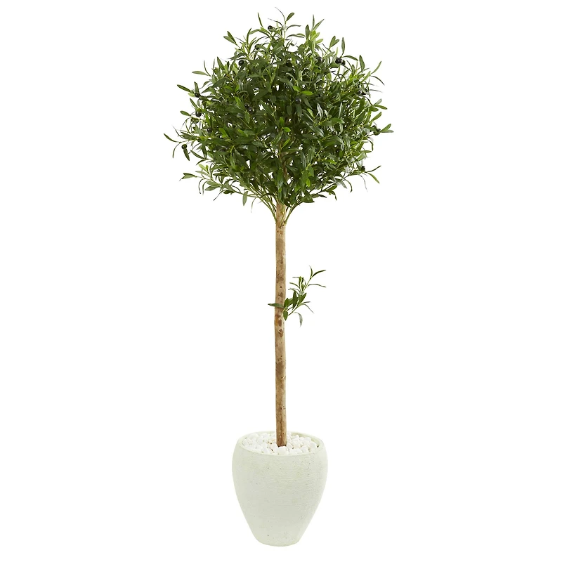 5ft. Olive Topiary Artificial Tree in White Planter