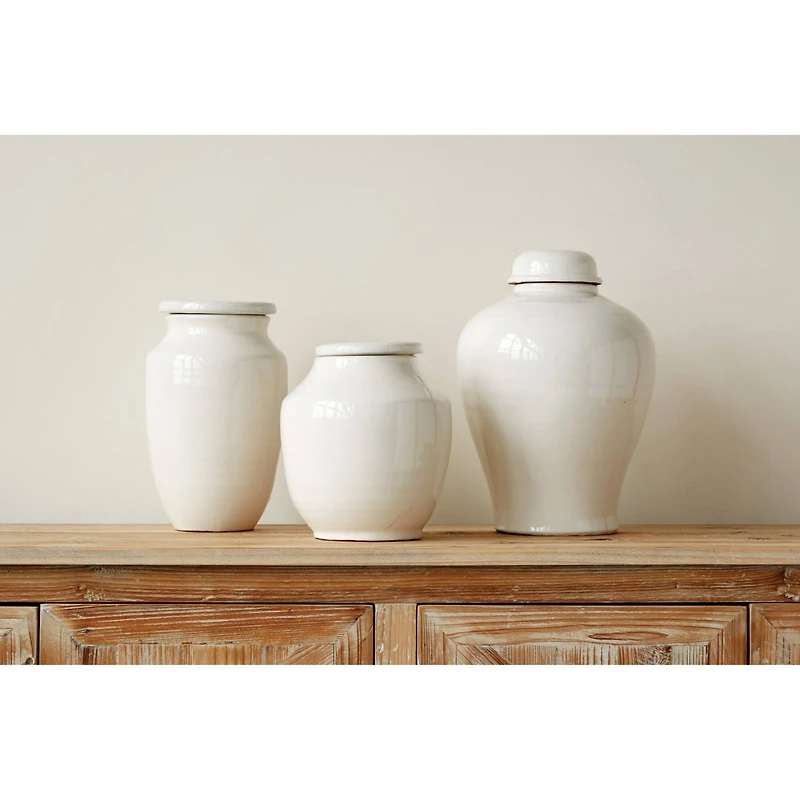 Hello Honey® 11" White Large Round Terracotta Cachepot