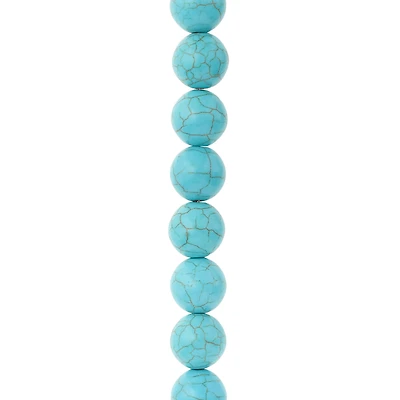 Turquoise Dyed Reconstituted Howlite Round Beads, 12mm by Bead Landing™