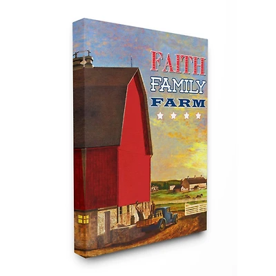 Stupell Industries Faith Family Farm American Farm Rustic Word Design Canvas Wall Art