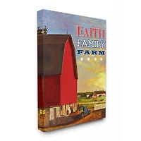 Stupell Industries Faith Family Farm American Farm Rustic Word Design Canvas Wall Art
