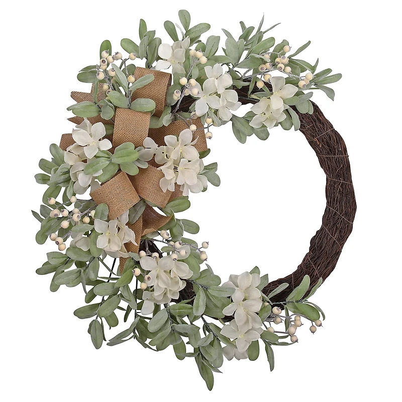 Haute Decor 28" Cream Crescent Hydrangea Wreath