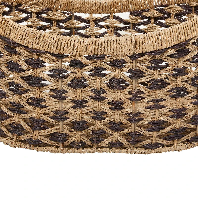 Brown Traditional Woven Sea Grass Storage Basket Set