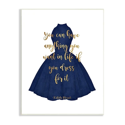 Stupell Industries If You Dress For It Quote Blue Gown Fashion Wall Plaque