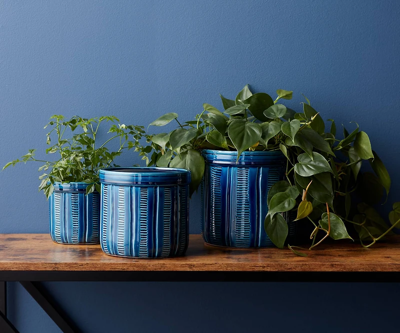 Navy Terra Cotta Pot Set