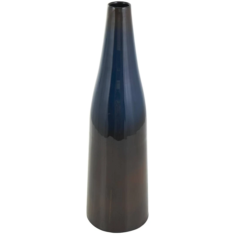 20.25" Blue & Brown Ombre Metal Vase
