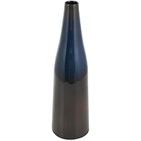 20.25" Blue & Brown Ombre Metal Vase