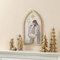Glitzhome® 19.75" Wooden Gold Foil Nativity Scene Wall Decor
