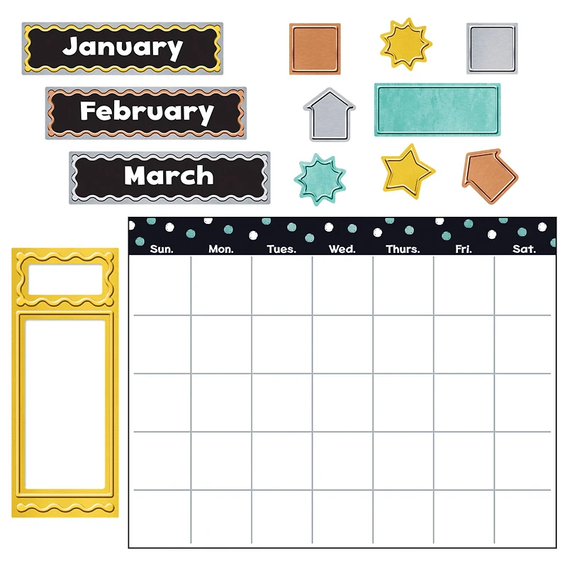 Trend Enterprises® I Heart Metal Wipe-Off® Calendar Bulletin Board Set, 3ct.