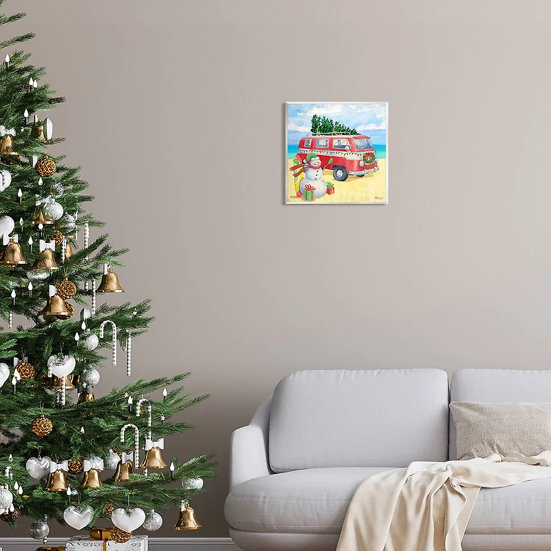 Stupell Industries Christmas Beach Red Van Wall Plaque Art