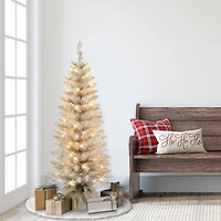 4ft. Pre-Lit Rose Gold Artificial Christmas Tree in Burlap Sac, Clear Lights