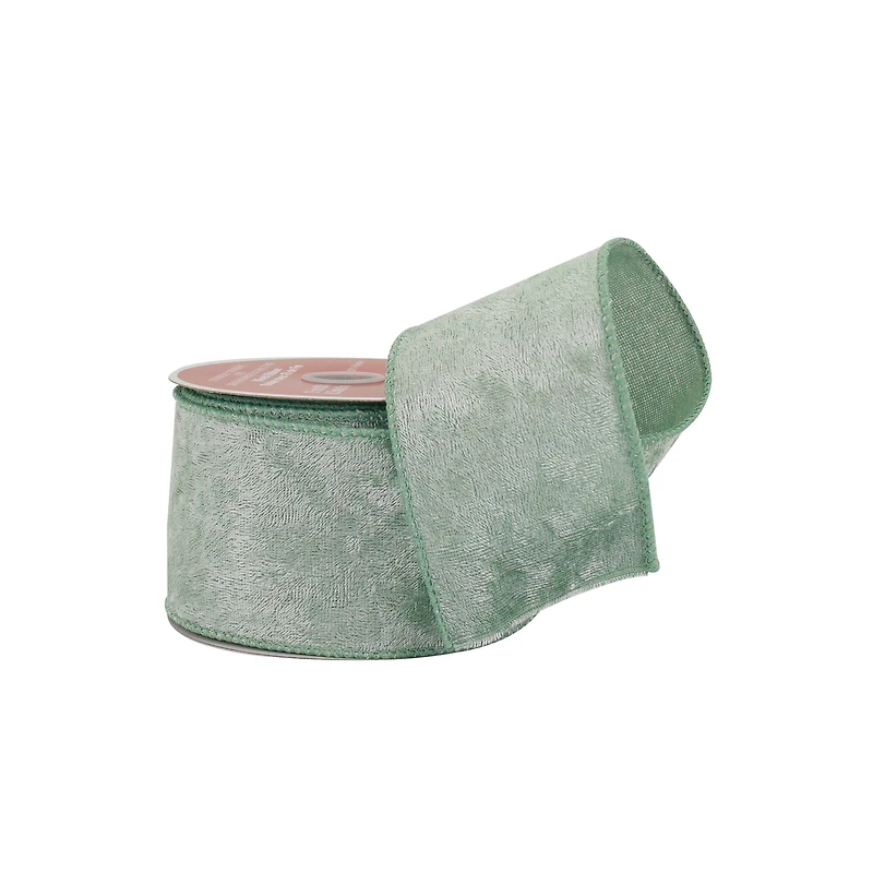 2.5" x 20ft. Sage Wired Velvet Ribbon by Celebrate It®