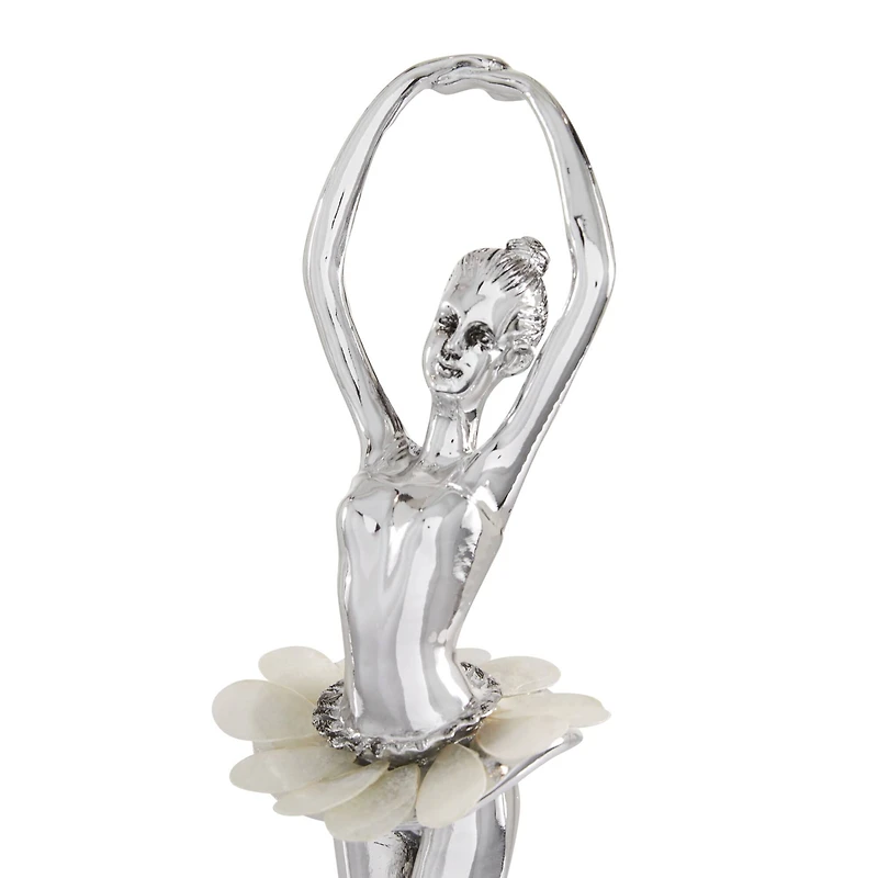 Set of 3 Silver Polystone Glam Dancer Sculpture, 10.75", 11.75", 11.75"