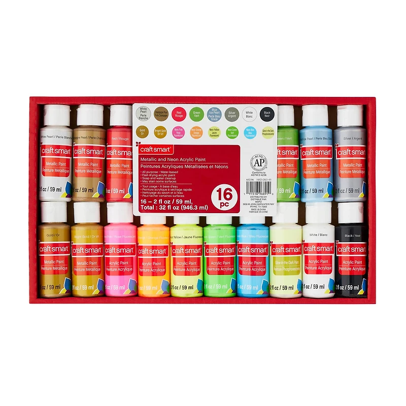 Metallic & Neon Acrylic Paint Set by Craft Smart®