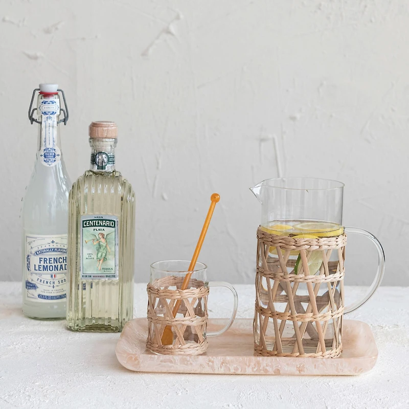 Hello Honey® 10oz. Clear Glass Mugs with Natural Woven Sleeves, 12ct.