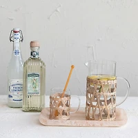 Hello Honey® 10oz. Clear Glass Mugs with Natural Woven Sleeves, 12ct.