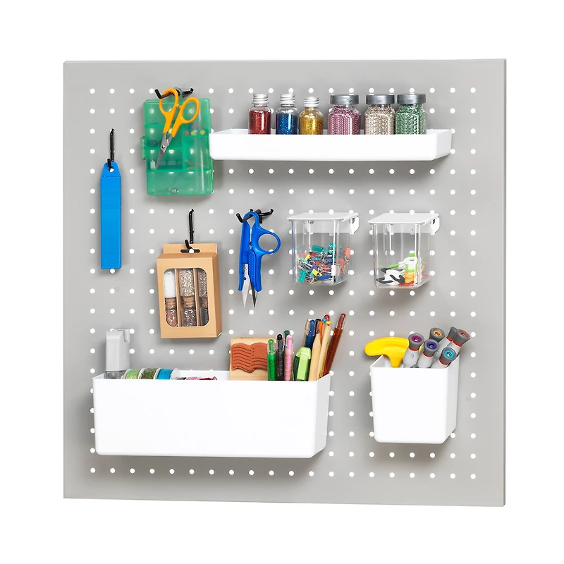 22" x 22" Gray Metal Pegboard by Simply Tidy®