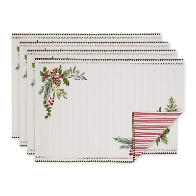 DII® Heritage Holiday Sprigs Reversible Embellished Placemats, 4ct.