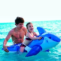 57" Blue & White Whale Ride-On Pool Float