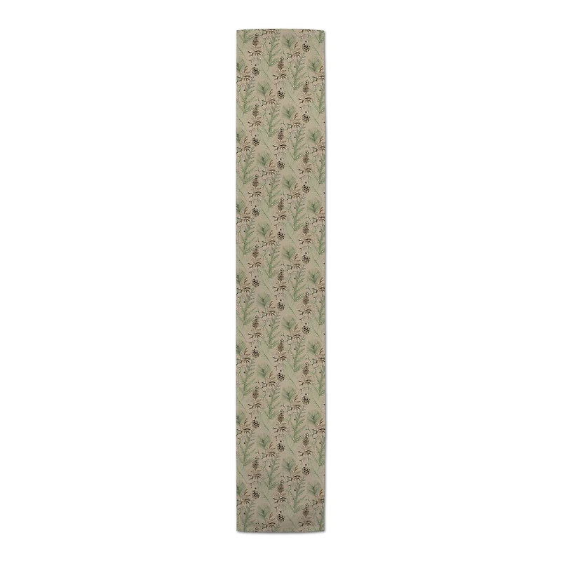 90" Pinecones & Greenery Cotton Twill Runner