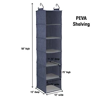 Household Essentials Denim 50" Cotton Blend 6 Shelf Closet Organizer