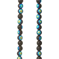 Black Aurora Borealis Faceted Glass Round Beads, 8mm by Bead Landing™