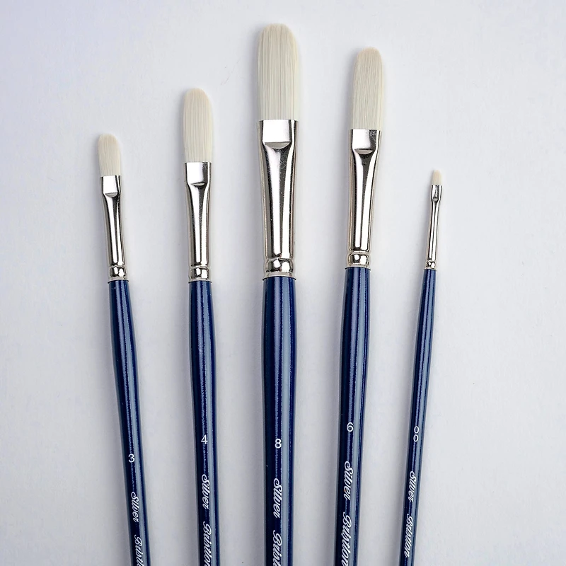 Silver Brush Limited Bristlon Long Filbert Brushes, Set of 5
