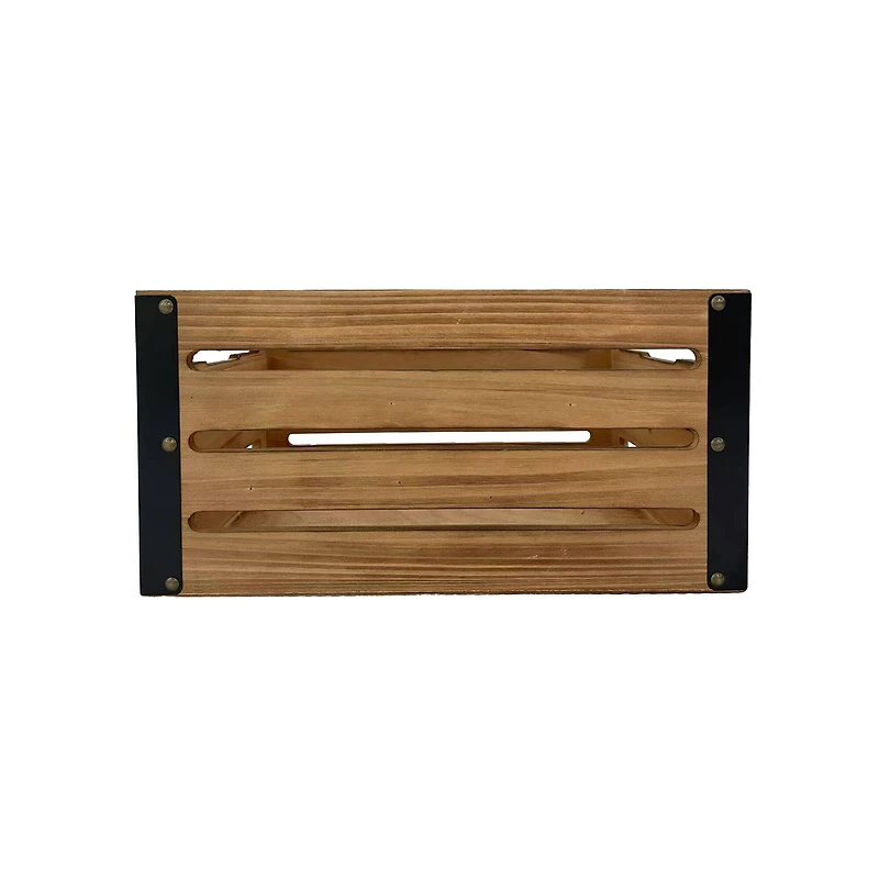 14.25" Natural Brown Wood & Metal Crate by Ashland®