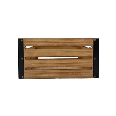 14.25" Natural Brown Wood & Metal Crate by Ashland®