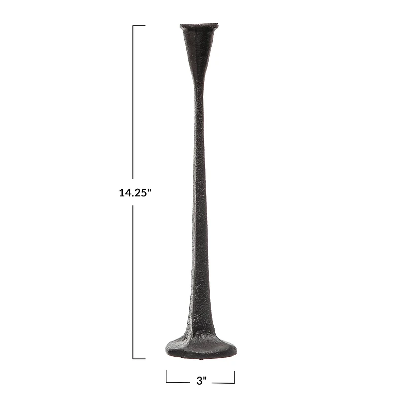 Hello Honey® 14'' Black Cast Iron Taper Candle Holder