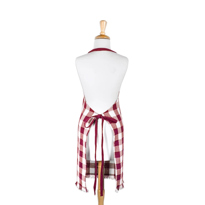 Wine Heavyweight Check Fringed Chef Apron