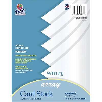 Pacon® 8.5" x 11" White Card Stock, 100 Sheets