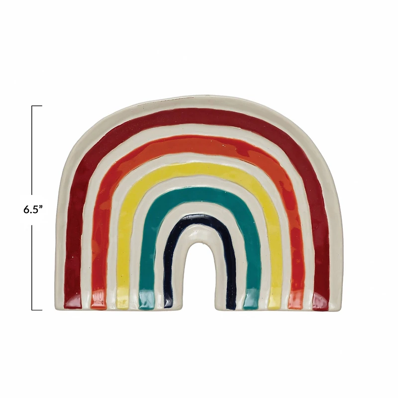 Hello Honey® 9.5" Hand-Painted Debossed Stoneware Rainbow Plate
