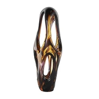 20.25" Yellow Amber Glass Abstract Sculpture