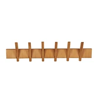 Brown Wood Minimalistic Wall Hook with 6 Hangers