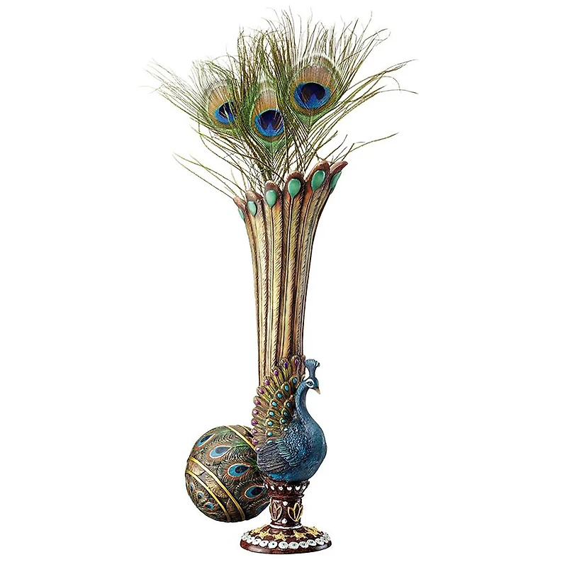 Design Toscano 13.5" Peacock Bud Vase, 2ct.