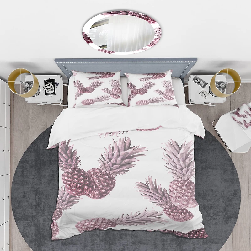 Designart 'Pineapple Summer Bliss III' Mid-Century Duvet Cover Set