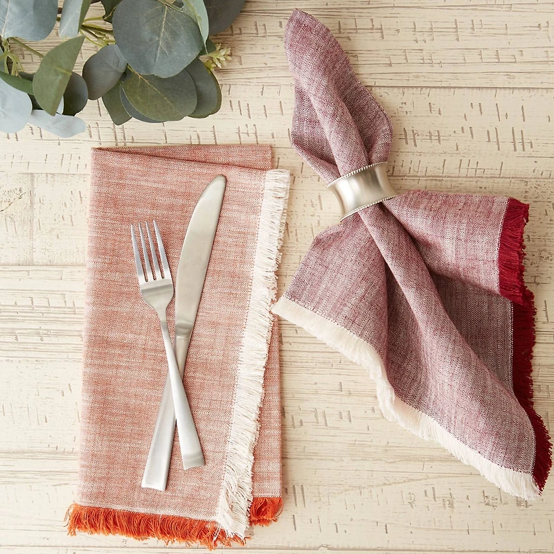 DII® Burnt Orange Tonal Fringe Cloth Dinner Napkins, 6ct.