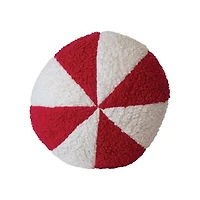 Hello Honey® 10" Red & White Peppermint Candy Sherpa Orb Throw Pillow