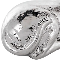 10" Silver Ceramic Laying Dog Sculpture