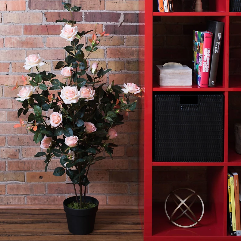 45" Artificial Pink Rose Plant in Pot