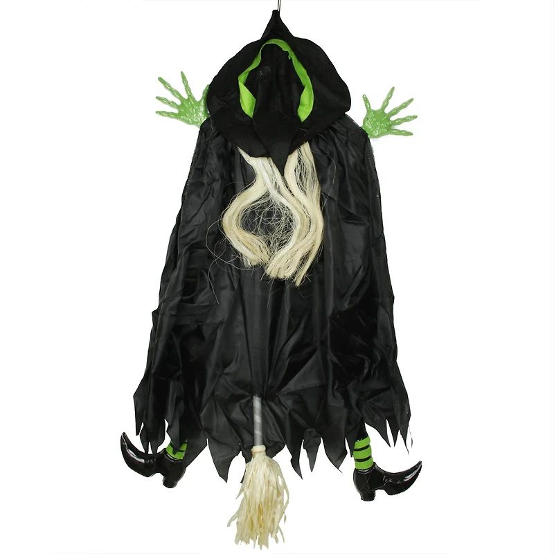 4.5ft. Black & Green Flying & Crashing Wicked Witch Hanging Halloween Decoration
